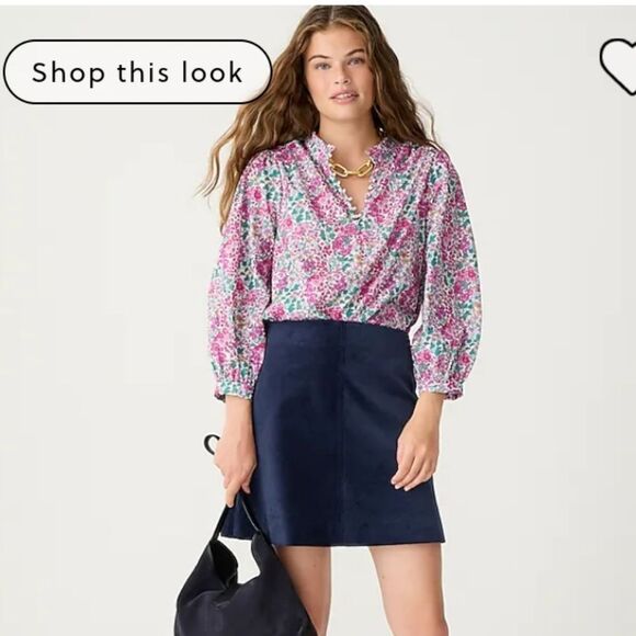 J CREW Liberty Floral Pink and Green Cotton Blouse NWT  XSMALL - Picture 2 of 16